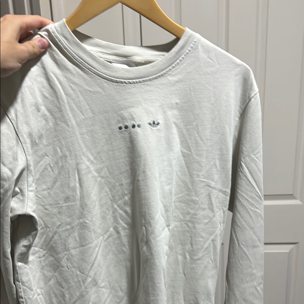 Adidas White Long Sleeve Tee Minimalist Design